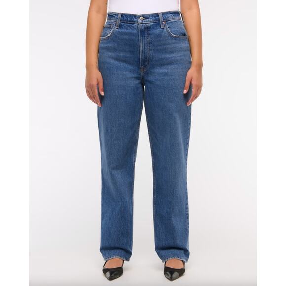 Abercrombie & Fitch The 90's Straight Ultra High Rise Jean 28 / 6 R  Denim Blue - Picture 3 of 9
